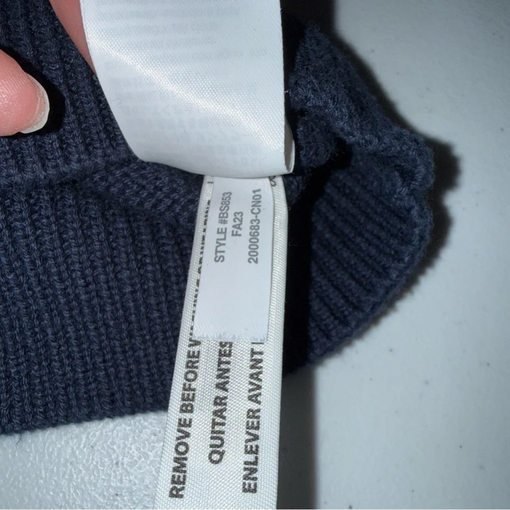 J Crew Crewcuts Boys XL 12-14 Navy Blue Striped‎ Cotton Knit Crewneck Sweater